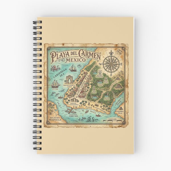 Item preview, Playa del Carmen Map Vintage Nautical Treasure Art designed and sold by DuckOddity.