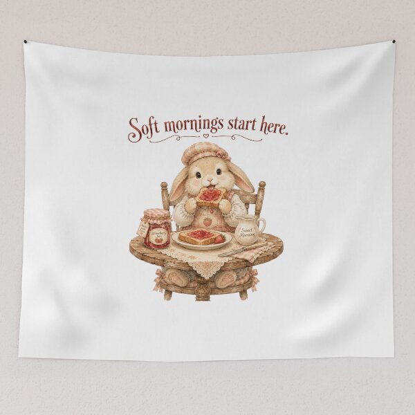Item preview, Soft Mornings Start Here Cute Bunny Jam Toast Breakfast designed and sold by AQUILAKREO.