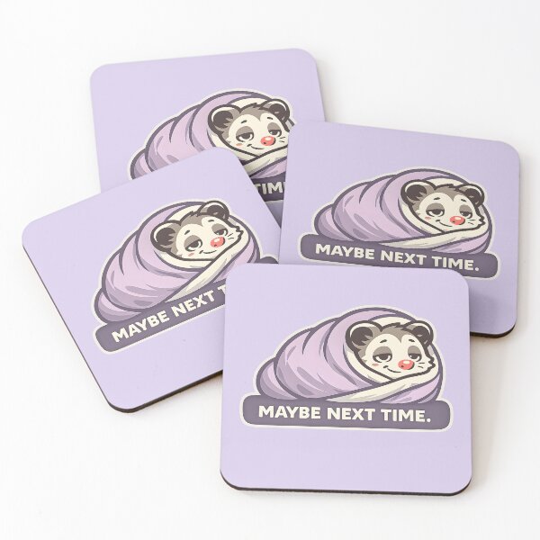 Item preview, Maybe Next Time Introvert Humor Possum Blanket Burrito Funny Cozy Quote Sticker Design designed and sold by  Artistry in Motion by MADsrecreation.