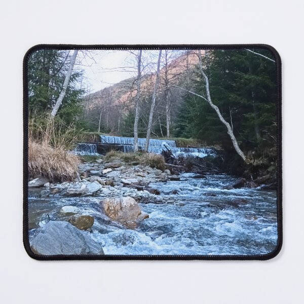Item preview, Wild Mountain River Through Rocks – Forest Stream Scenic Nature Art from Romania designed and sold by MSMPrintDesign.