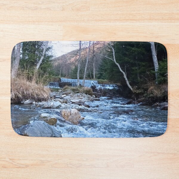 Item preview, Wild Mountain River Through Rocks – Forest Stream Scenic Nature Art from Romania designed and sold by MSMPrintDesign.