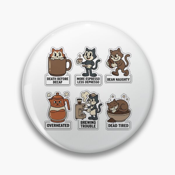 Item preview, Vintage Cat Coffee Sticker Pack - Retro Cafe & Caffeine Puns designed and sold by SimpleP.