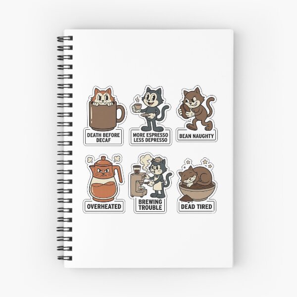 Item preview, Vintage Cat Coffee Sticker Pack - Retro Cafe & Caffeine Puns designed and sold by SimpleP.
