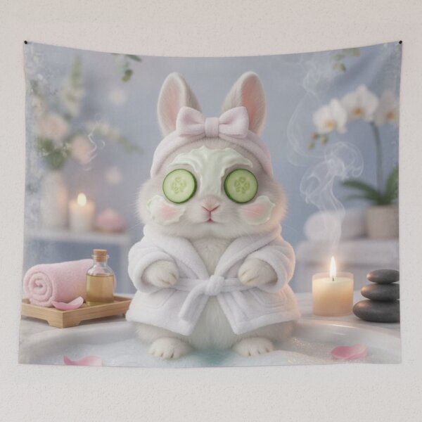 Item preview, Cute Fluffy Bunny in Flower Basket – Soft Pink Peonies and Roses Rabbit designed and sold by lovelistivkaa.