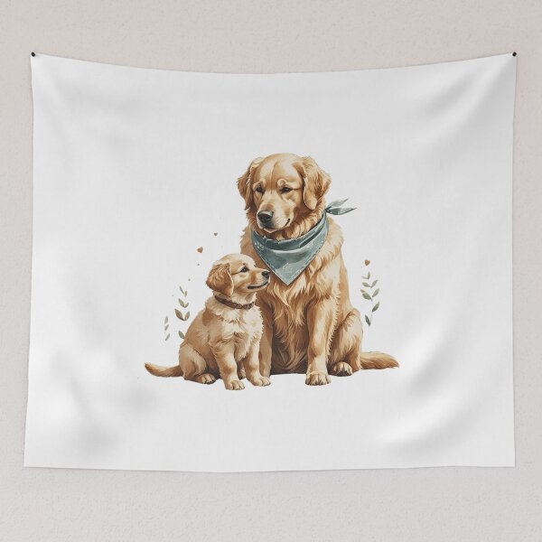 Item preview, Golden Retriever Dog Dad And Puppy Watercolor Father's Day designed and sold by AQUILAKREO.