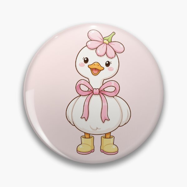 Item preview, Duck Chibi style with Pink Flower | Kawaii Duck designed and sold by ChosmahDrawing.