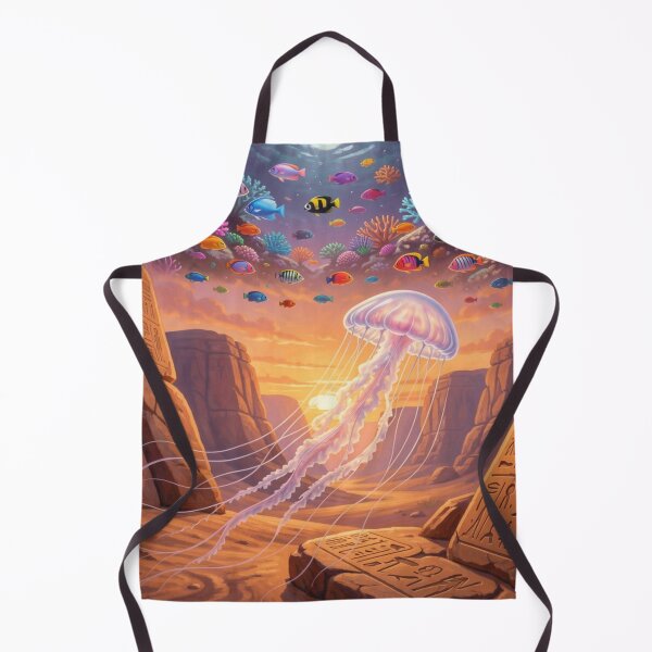 Item preview, Surreal desert landscape with a floating jellyfish and a mystical transition between sand and ocean world. designed and sold by FotoworldEdel.