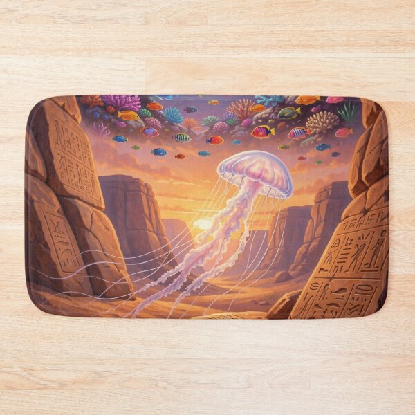 Item preview, Surreal desert landscape with a floating jellyfish and a mystical transition between sand and ocean world. designed and sold by FotoworldEdel.