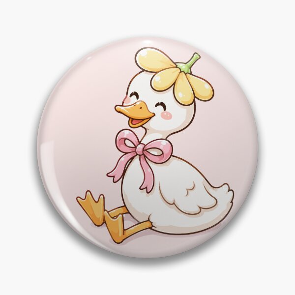 Item preview, Cute Sitting Duck with Flower - Kawaii Duck designed and sold by ChosmahDrawing.