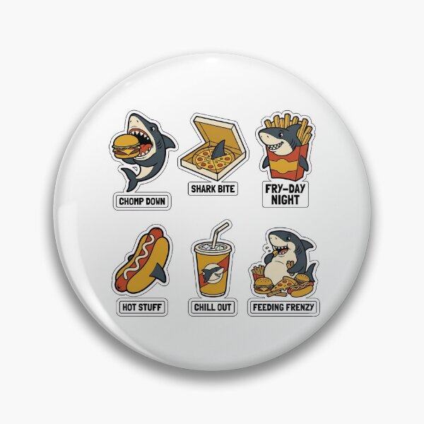 Item preview, Retro Shark Burger Sticker Pack - Vintage Fast Food Puns designed and sold by SimpleP.