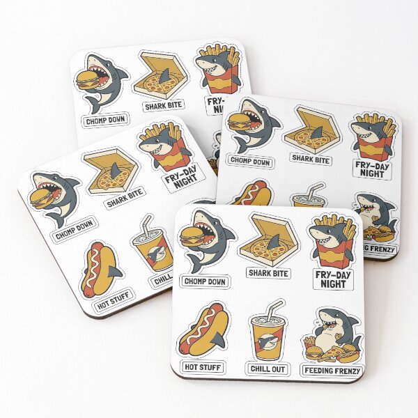 Item preview, Retro Shark Burger Sticker Pack - Vintage Fast Food Puns designed and sold by SimpleP.