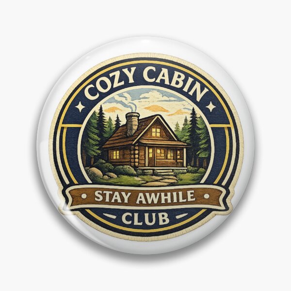 Item preview, Cozy Cabin Club Sticker | Rustic Cabin Badge | Stay Awhile Design | Nature Lover Aesthetic designed and sold by MrDev.
