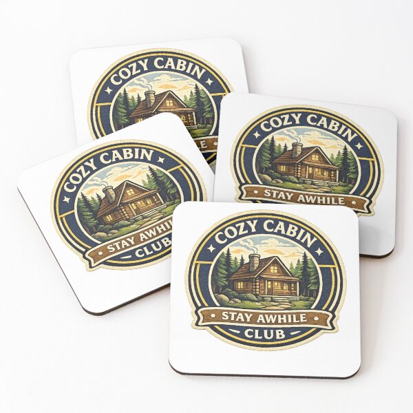Item preview, Cozy Cabin Club Sticker | Rustic Cabin Badge | Stay Awhile Design | Nature Lover Aesthetic designed and sold by MrDev.