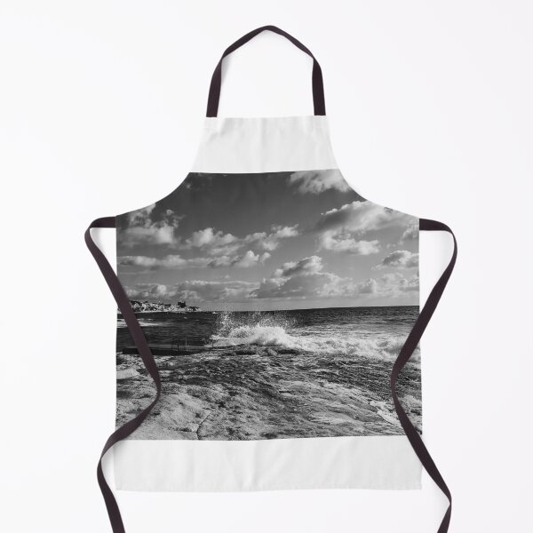 Item preview, Dramatic Black And White Coastal Landscape With Waves Crashing On Rocky Shore Under Cloudy Sky designed and sold by Nmallia.