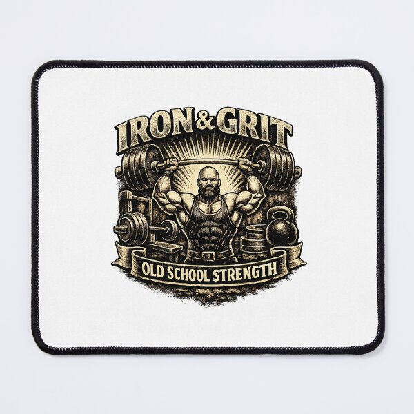 Item preview, Vintage Strongman Iron & Grit Gym Motivation designed and sold by PixelStyle Studio.