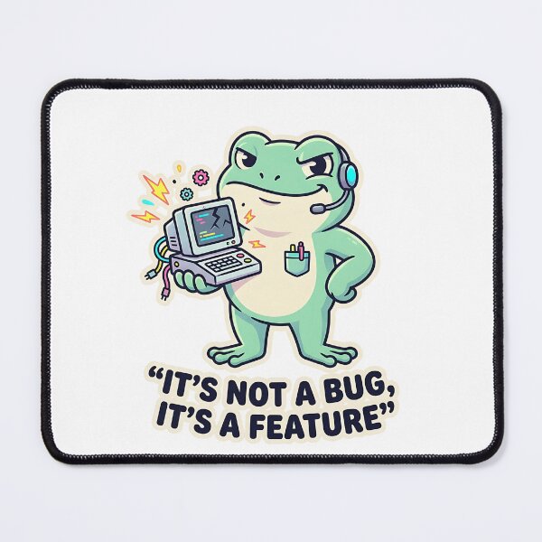 Item preview, Funny Frog Programmer - It's Not A Bug It's A Feature designed and sold by Urben Loop.