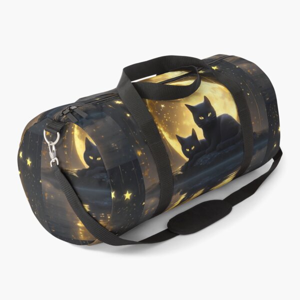 Item preview, Two Black Cats Golden Cosmic Moon Celestial Fantasy Art designed and sold by UmSkelig834.