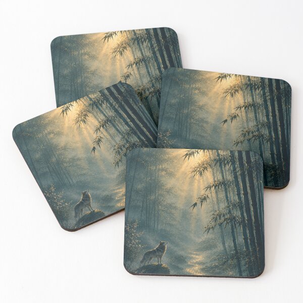 Item preview, Mystic Wolf in Bamboo Forest — Japanese Spirit Art designed and sold by YugenWaveShadow.