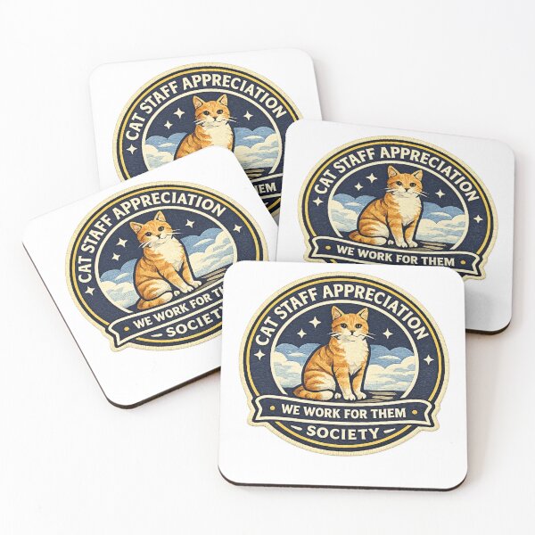 Item preview, Cat Staff Appreciation Society Sticker | Funny Cat Lover Badge | We Work For Them Design | Cat Parent Gift designed and sold by MrDev.