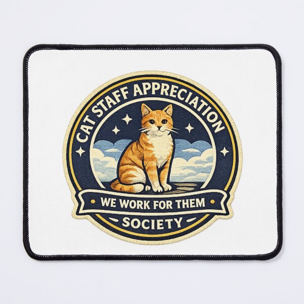 Item preview, Cat Staff Appreciation Society Sticker | Funny Cat Lover Badge | We Work For Them Design | Cat Parent Gift designed and sold by MrDev.