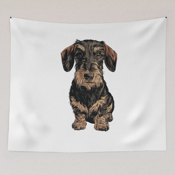 Item preview, Black and Tan Wirehaired Dachshund Dog Illustration designed and sold by whyitsme.