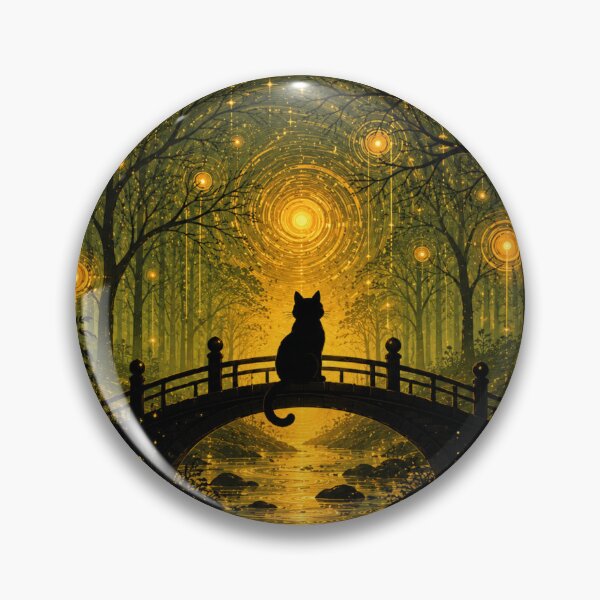 Item preview, Forest of Golden Moons Enchanted Silhouette Dreamscape Black Cat Art designed and sold by Mindworx21.