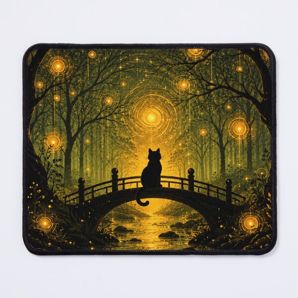 Item preview, Forest of Golden Moons Enchanted Silhouette Dreamscape Black Cat Art designed and sold by Mindworx21.