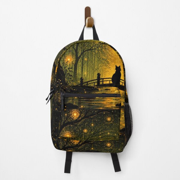 Item preview, Forest of Golden Moons Enchanted Silhouette Dreamscape Black Cat Art designed and sold by Mindworx21.