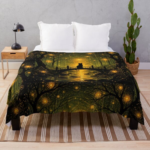 Item preview, Forest of Golden Moons Enchanted Silhouette Dreamscape Black Cat Art designed and sold by Mindworx21.