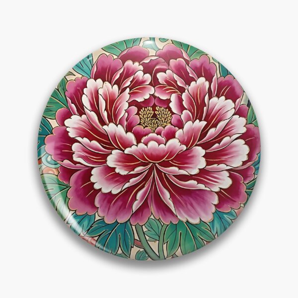 Item preview, Radiant Peonies Blooming on Ancient Rocks | Korean Minhwa Inspired Floral Art designed and sold by K-Tradition.