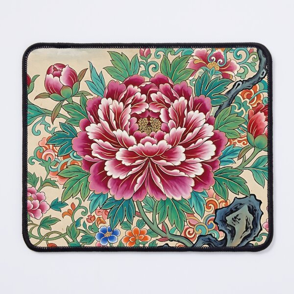 Item preview, Radiant Peonies Blooming on Ancient Rocks | Korean Minhwa Inspired Floral Art designed and sold by K-Tradition.