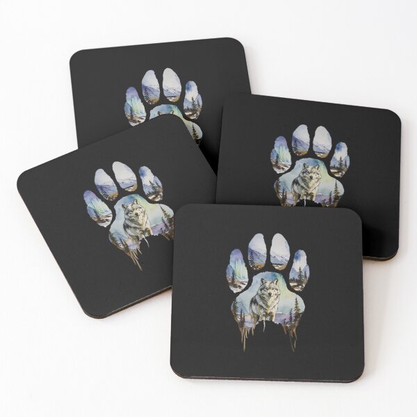 Item preview, Gray Wolf Winter Paw Print Art designed and sold by Timowo Studio | Fine Line Wildlife Art & Modern Nature Graphics.