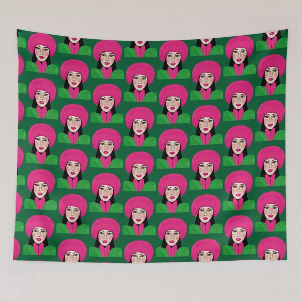 Item preview, Women with the large pink fur hat designed and sold by Elaine M Hayward .