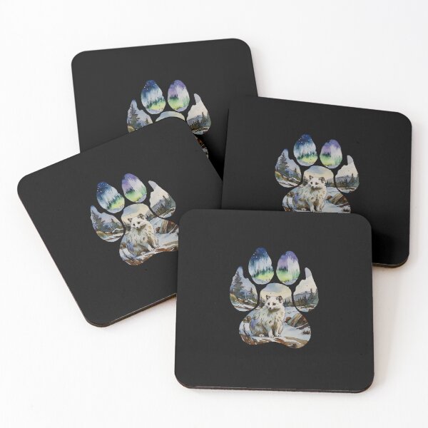 Item preview, Arctic Fox Winter Paw Print Art designed and sold by Timowo Studio | Fine Line Wildlife Art & Modern Nature Graphics.