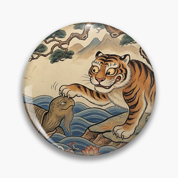 Item preview, Tiger and Turtle in Korean Minhwa | Symbols of Strength and Longevity designed and sold by K-Tradition.