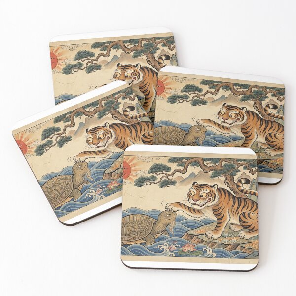 Item preview, Tiger and Turtle in Korean Minhwa | Symbols of Strength and Longevity designed and sold by K-Tradition.