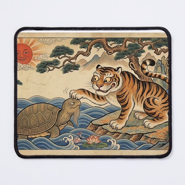 Item preview, Tiger and Turtle in Korean Minhwa | Symbols of Strength and Longevity designed and sold by K-Tradition.