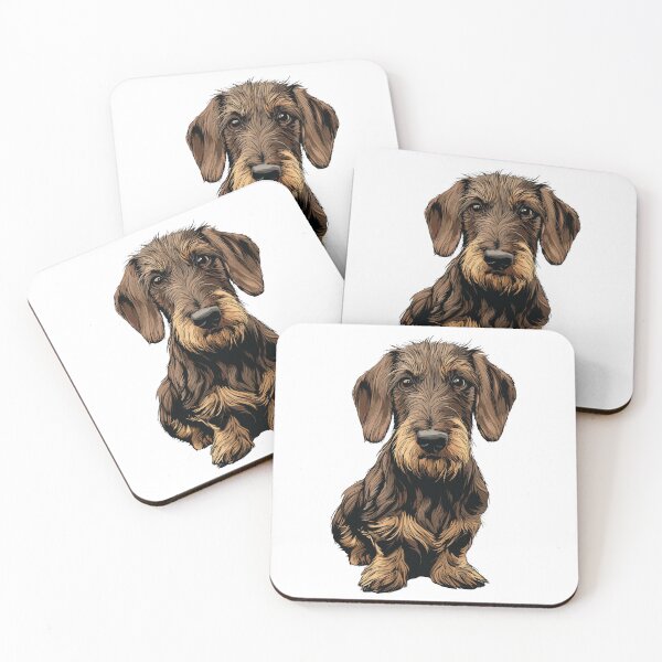 Item preview, Chocolate and Tan Wirehaired Dachshund Dog Illustration designed and sold by whyitsme.
