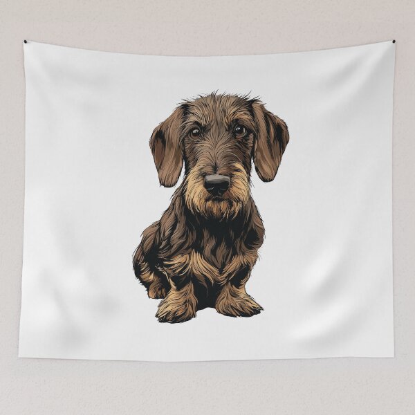 Item preview, Chocolate and Tan Wirehaired Dachshund Dog Illustration designed and sold by whyitsme.
