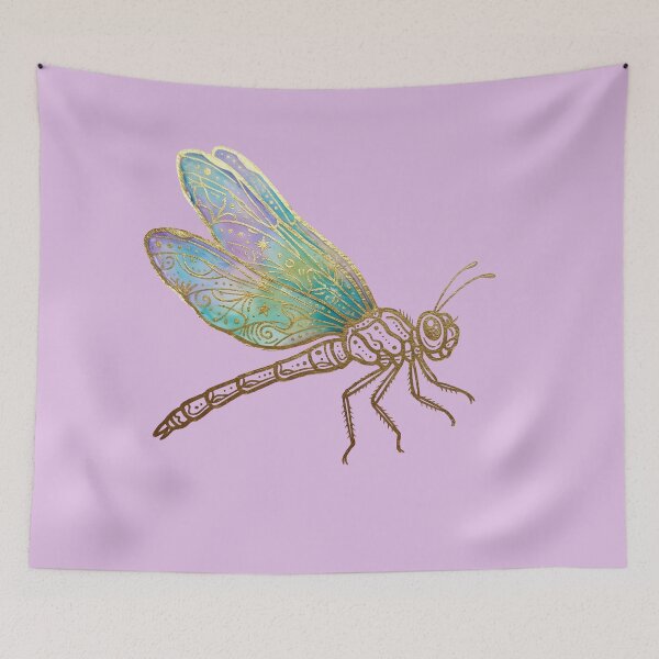 Item preview, Iridescent Dragonfly Art, Golden, Magical Illustration Decal - Girls, Fairy, Golden Celestial Dragonfly Magic Graphic designed and sold by 21 Tulips.