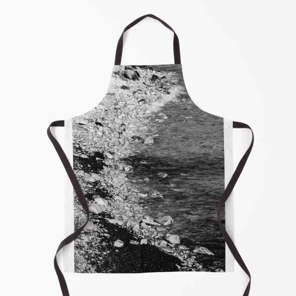 Item preview, Black and White Rocky Shoreline With Pebbles, Seaweed and Gentle Waves Along the Coast designed and sold by Nmallia.