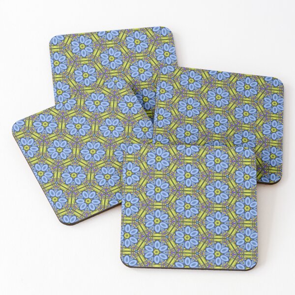 Item preview, Blue and Yellow Geometric Floral Kaleidoscope Mosaic designed and sold by pinkal.