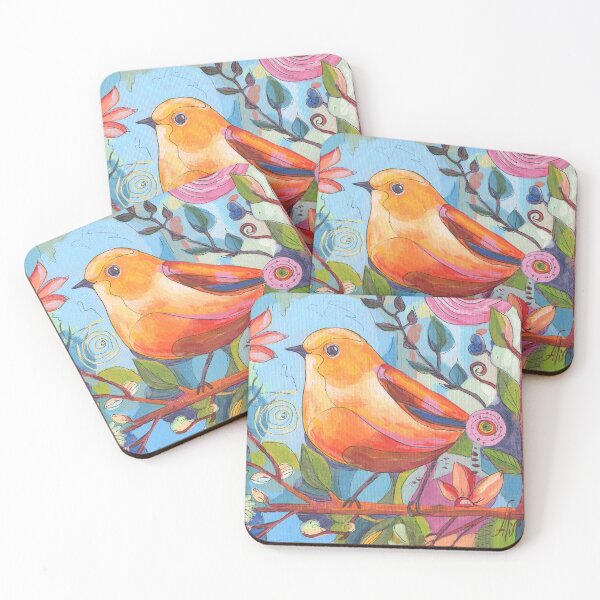 Item preview, Colorful Folk Art Bird designed and sold by AlisaArtDecor.