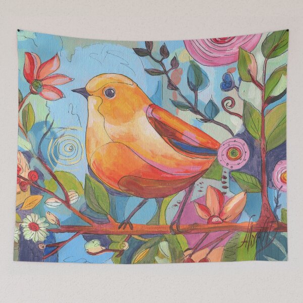 Item preview, Colorful Folk Art Bird designed and sold by AlisaArtDecor.