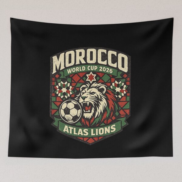 Item preview, Morocco Atlas Lions World Cup 2026 Retro Vintage Football Fan T-Shirt designed and sold by ArthUpscale.