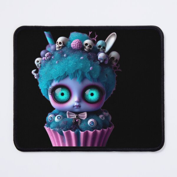 Item preview, Cosmic Coffeehouse Neon Teal Eye Slushy Cupcake Girl designed and sold by LujziWorld.