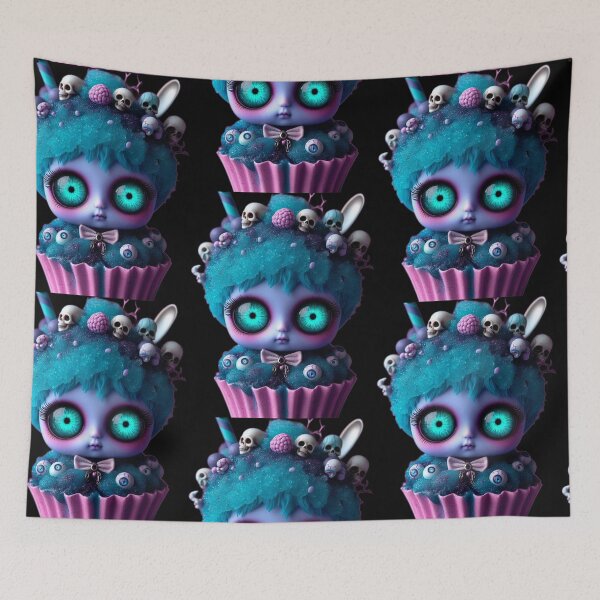 Item preview, Cosmic Coffeehouse Neon Teal Eye Slushy Cupcake Girl designed and sold by LujziWorld.