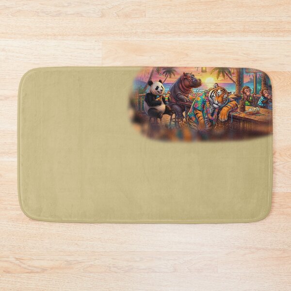 Item preview, Sunset Tiki Bar Animal Party – Funny Tiger, Panda & Hippo Island Vacation designed and sold by mikemuchu.