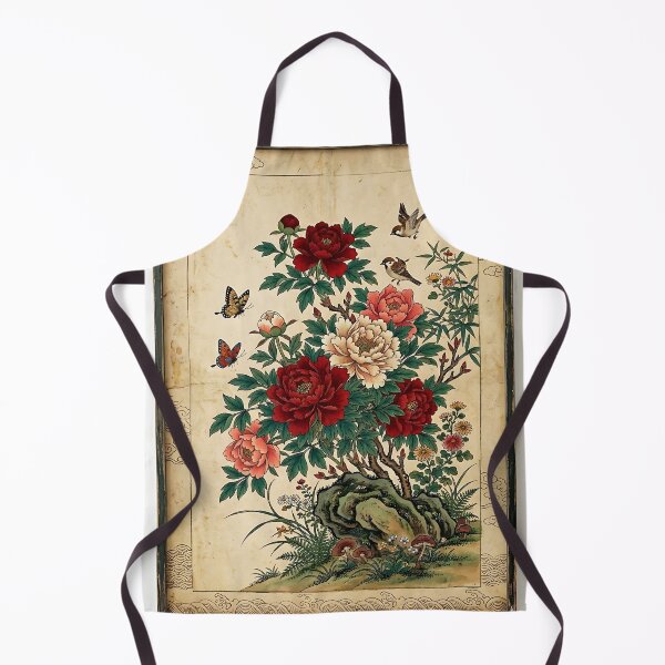 Item preview, Peony Blossoms on Ancient Rocks | Korean Minhwa Inspired Floral Art designed and sold by K-Tradition.