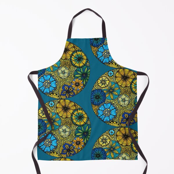 Item preview, Blue and Gold Zentangle Floral Pattern designed and sold by SusanAlisonArt.